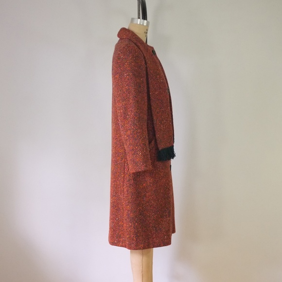 Vintage | Jackets & Coats | Vintage Coat 97s Tweed Attached Scarf Coat ...